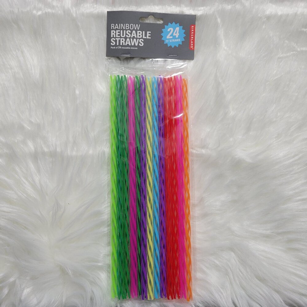 Kikkerland Set of 24 Rainbow Reusable Straws